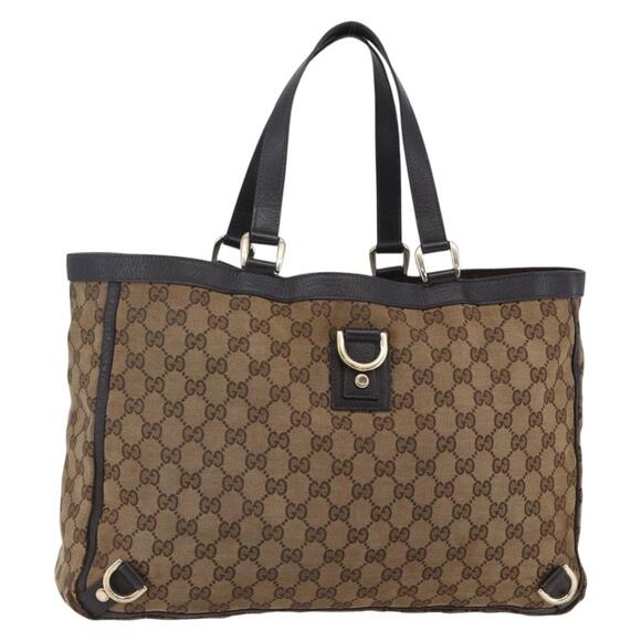 GUCCI GG Canvas Abbey Tote Bag Beige Gold - Picture 1 of 13